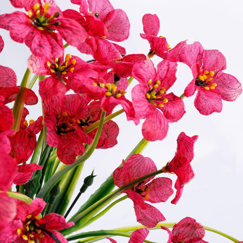 JEMONG 12 Bundles Artificial Flowers Outdoor UV Resistant Fake Flowers No Fade Faux Plastic Plants Garden Porch Window Box Decorating(Rose red) - Image 2